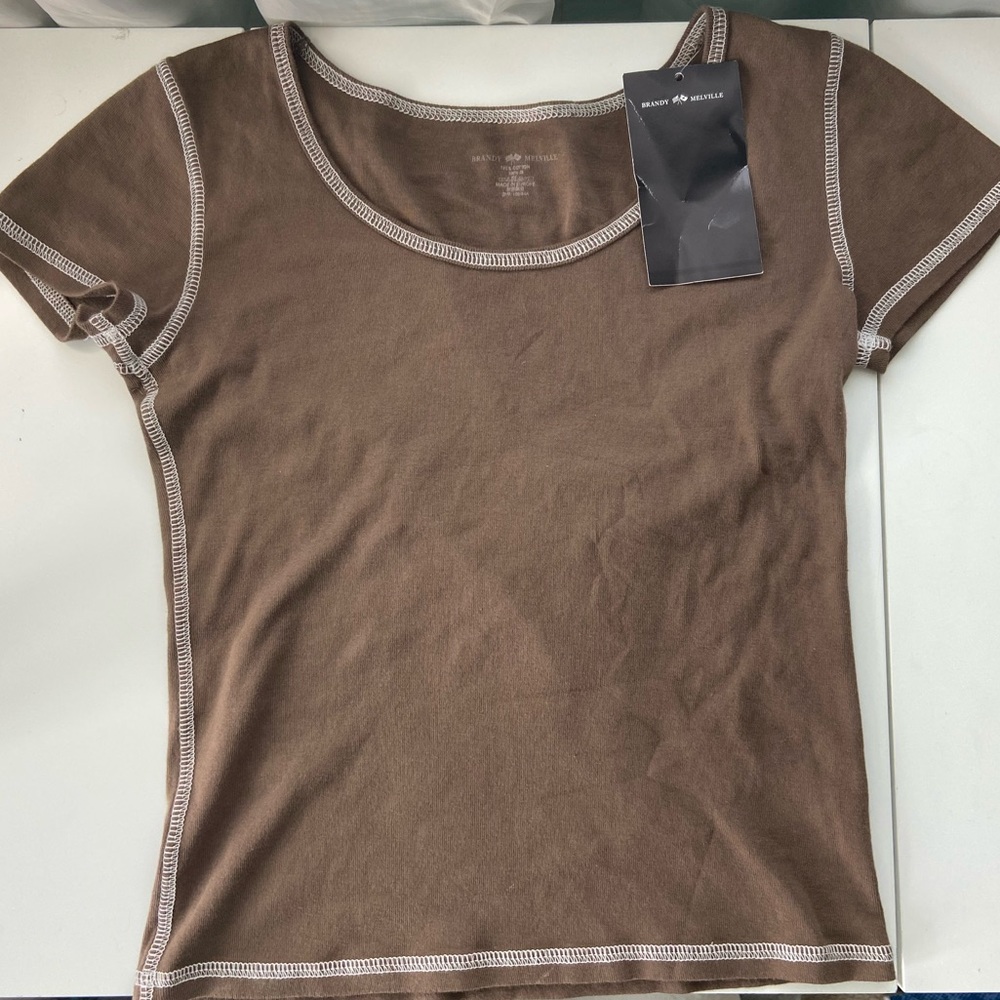 brown zelly stitch top